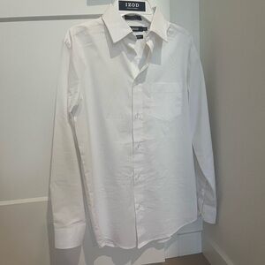 IZOD Boys White Button Down Dress Shirt Large (14-16)